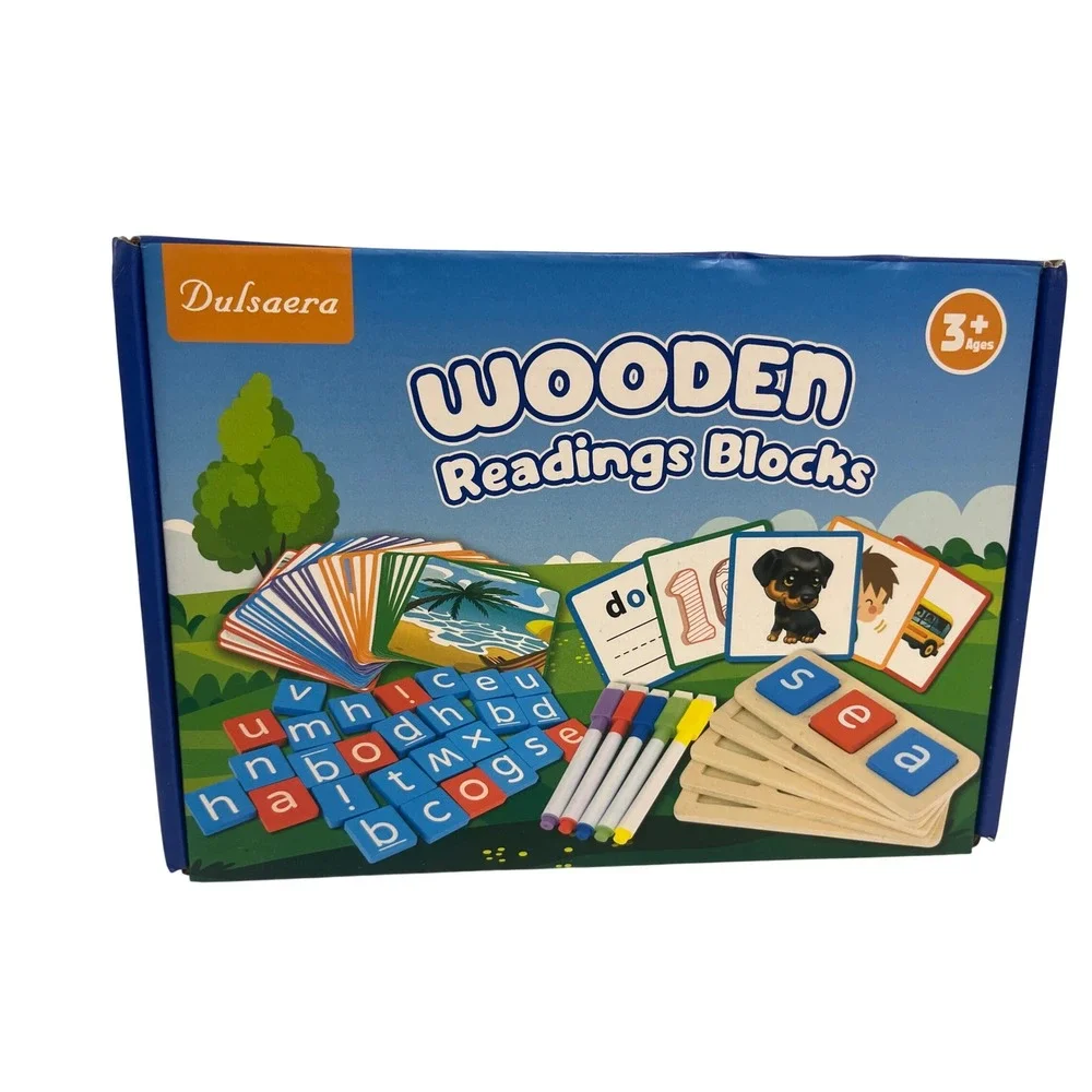Dulsaera Wooden Reading Blocks‎ CVC Word Spelling Game BTE-040 Kids Learning Toy